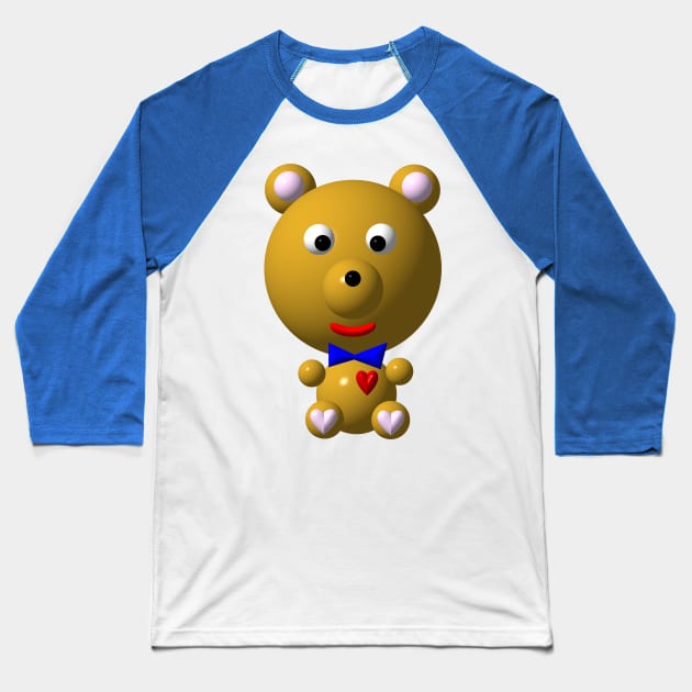 Cute Bear wearing a Bow-Tie Baseball T-Shirt by CuteCrittersWithHeart